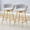 Two sets of swivel bar stools with breathable cotton and linen soft cushions, electroplated metal frames without rust, suitable for restaurant and bar use, as well as for casual seating in living room
