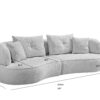 WKS7W  White, 4-seat modular sofa, durable fabric, solid wood frame, high density sponge cushion, 4 pillows