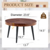 Modern Round Coffee Table - Annular Texture, Durable and Robust With a Diameter of 23.6 inches.Exquisite Suction Molding Process,Walnut Color Pattern Design,Black Sprayed Metal Leg.
