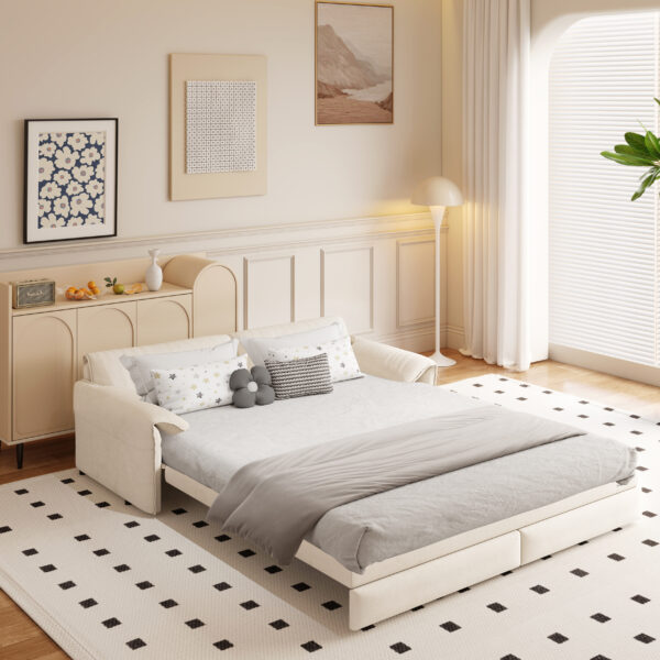 66" Queen Pull Out Sofa Bed, 3-in-1 Convertible Sleeper Sofa with Side Storage,Multi-Functional Velvet Loveseat Bed for Living Room,Bedroom,Apartment,Office.(Old Sku:W1885P154637/W1885P214783)