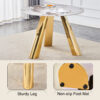 A 42-inch stainless steel white pattern burning stone round table with gold legs Round table suitable for 2, 4 or 6 people