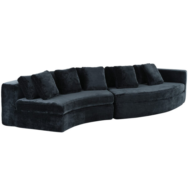 U_Style 115.7" Pure Foam Modular Sofa, 2-Piece Set with 5 Cushions, 4-Seater, Chenille Jacquard Fabric, Curved Design, No Assembly Required, Soft Upholstered Sofa for Living Room & Bedroom