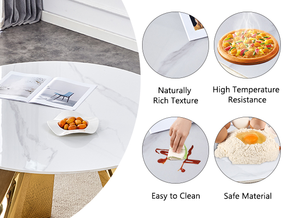 a17c79c187c4459395e8b5ad6b5fcc01_ff23ae4acd536fee43a61009f3ffdbb2 42" Luxury Sintered Stone Table: 0.45" Durable Top + 6" Steel Legs, 500lb Capacity, Stain/Heat-Resistant White/Gray Veined Surface - Modern Minimalist Design
