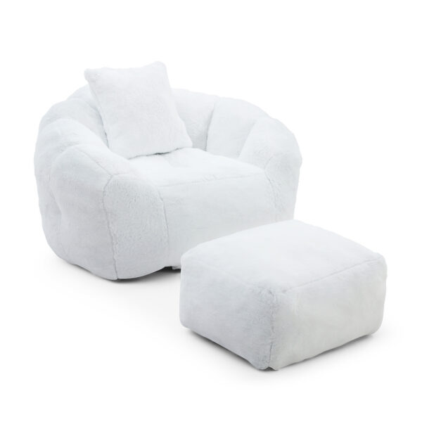 a19336873d554103aa66a5717404210d_404b91966f489ecc1a8efc9f0c7ecdca Giant Bean Bag Chair withFootstool, Oversized Bean Bag for Adults and Kids, Faux Fur Shell-Shaped Large Chair with Filler, Stuffed Big Accent Sofa, Floor Sofa for Gaming,Reading Living Room Bedroom