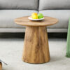 Natural Wood Grain MDF Round Coffee Table - 21.6" Diameter, 19.7" Height.Natural Wood Grain Texture Sticker,Exquisite Wood Grain Surface,Flexible MatchingMRound Tabletop Design.