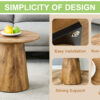 Natural Wood Grain MDF Round Coffee Table - 21.6" Diameter, 19.7" Height.Natural Wood Grain Texture Sticker,Exquisite Wood Grain Surface,Flexible MatchingMRound Tabletop Design.