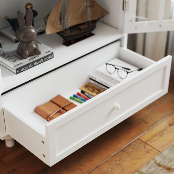 a2020331554440a4a2be0d56951656f7_ce4dab77011ad674a36d54292ecac54d Minimalist White Buffet Cabinet with Double Glass Doors and Drawer, Modern Wooden Storage Sideboard Cupboard for Living room, Dining Room Hallway Entryway