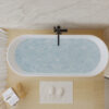 67" Acrylic Freestanding Bathtub, stand alone bathroom tub, Glossy White, Toe-tap Chrome Drain, cUPC Certified