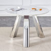 A 42-inch stainless steel leg round table with a marble top is suitable for use by four or six people