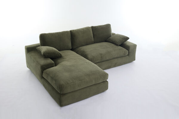 99*69" Modular Sectional Living Room Sofa Set, Modern Minimalist Style Couch, Upholstered Sleeper Sofa for Living Room, Bedroom, 2 PC Free Combination, Installation-free Sofa, L-Shape, Army Green