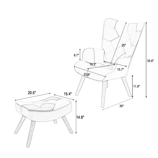 a2ddc696544e4f71b5ea4f0f6f39f547_20231221_3e28e282fe52adb247a5120dd4b41dfe Accent Chair with Ottoman, Living Room Chair and Ottoman Set, Comfy Side Armchair for Bedroom, Creative Splicing Cloth Surface