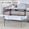 Multifunctional Lift Top Coffee Table -White Marble Pattern, Essential for Modern Homes.Tempered Glass Legs,Multiple Color Options,Lift Top Feature.Perfectly Fitting Into Both Living Rooms And Office.