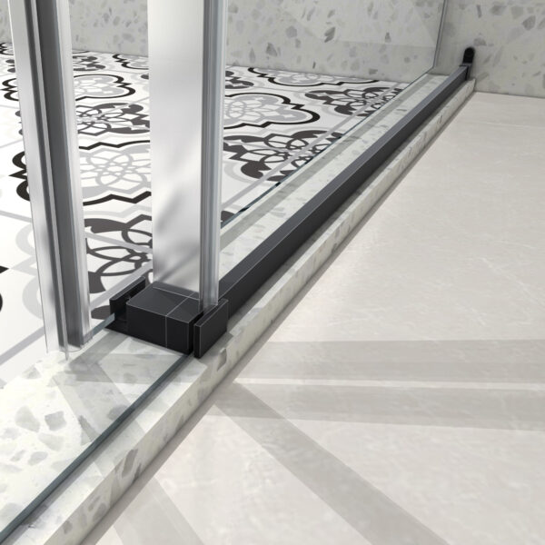 a4496ad9103b41158e319a2e9b166300_f36b8eba9c6c01c4b63f5cfc08c4faf0 4876 Matte Black frameless one fixed and one shifted Shower Door, 70MM 304 SUS large pulleys with adjustable soft closing function,with nano easy cleaning and stick explosion-proof menbrance