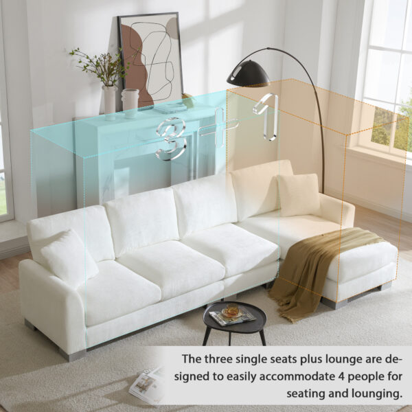 119*55" Modern Oversized Sectional Sofa,L-shaped Luxury Couch Set with 2 Free pillows,5-seat Chenille Indoor Furniture with Chaise for Living Room,Apartment,Office,2 Colors