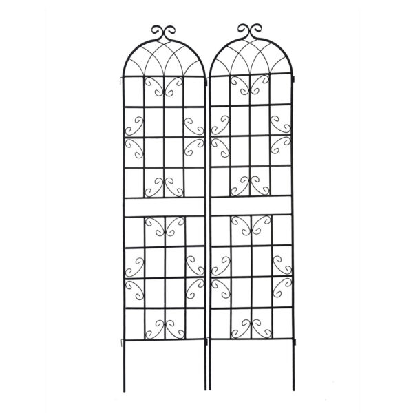 a50c5ce124ac470fb3282491899641b2_20230217_2d56b1c6bbbccecc6d4b7e9d7e6b6fc4 4 Pack Metal Garden Trellis 86.7" x 19.7" Rustproof Trellis for Climbing Plants Outdoor Flower Support Black