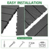 9 PCS heavy-duty & recyclable Wood-Plastic Interlocking Deck Tiles 11.8" x 11.8"- Waterproof Outdoor and Indoor Flooring for Patio, Balcony, Porch, Backyard, Bedroom (Gray)