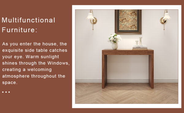 a5c761b4d38b4dabbbab09e84d79d6a6_e58e44caf8300cf97fb5a2361434d734 Elegant Dark Wood Grain Bar Table-50 Inches Long, a Practical Choice for Modern Homes.Dark Wood Grain Texture Sticker,Equipped With Two Drawers.Serving As A Bar Table Or A Desk.