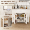 46" Kitchen Island on Wheels with Storage & Power Outlet - Movable Rustic Breakfast Bar Table, Wood Top with Adjustable Shelf & Drawer for Kitchen Dining Living Room, White
