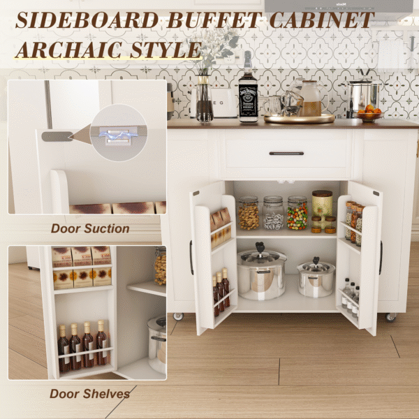 a6051376e7004ca797065b204f1b83cb_3ae6c3c52939d6c227d008fbc64ba9c7 46" Kitchen Island on Wheels with Storage & Power Outlet - Movable Rustic Breakfast Bar Table, Wood Top with Adjustable Shelf & Drawer for Kitchen Dining Living Room, White