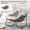 Outdoor Patio Rocking Chairs, Oversized Papasan Rocking Chair Indoor with Padded Cushion