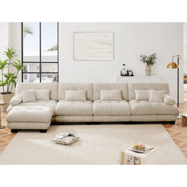a662cc1830b84970812d5d9f052b8965_1bd429c294a511a5197f84363bfa6af3 Free Combination, Modular Sectional Sofa,L Shaped Couch for Living Room, 4-Seater Comfy Cloud Couch with Convertible Ottoman, , Chenille Light coffee