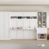 Queen Size Murphy Bed Wall Bed with Closet , Drawers and Shelves, White