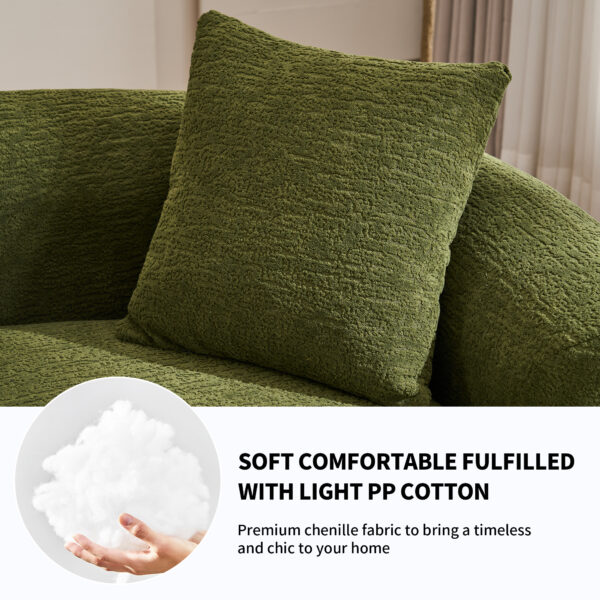 a6b96598015c4e2ebd8df10e6877d542_a17b0c25cfc67c078d6cb9246bea3a8e LY-025 Full Compression Sponge Sofa Forest Green Curved Modular Sectional, 30D High-Density Chenille Sleeper Couch for Apartment, 800 lbs 110"L