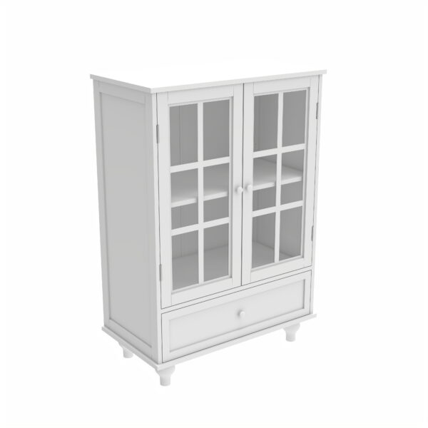 a6c07dbe695d4e24a3481126adffad18_e429ed7680c6a10d9ba340a8135240d8 Minimalist White Buffet Cabinet with Double Glass Doors and Drawer, Modern Wooden Storage Sideboard Cupboard for Living room, Dining Room Hallway Entryway