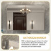 40x30inch Silver Rectangular Wall-mounted Beveled Bathroom Mirror,Square Angle Metal Frame Wall Mounted Bathroom Mirrors For Wall(Horizontal & Vertical)