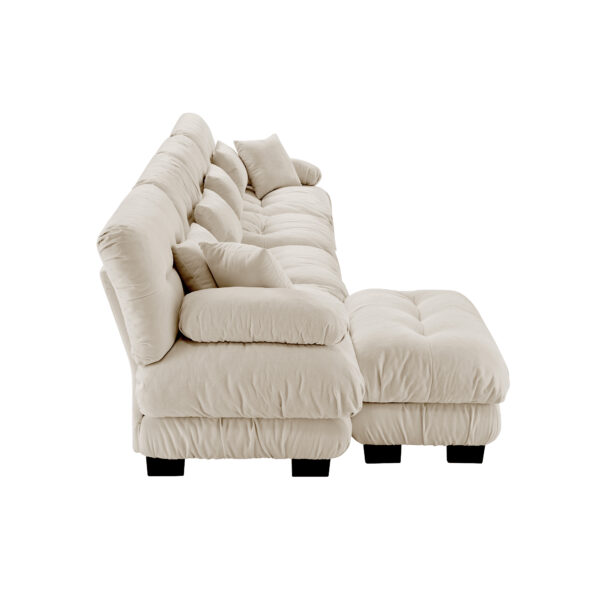 a7701caf73b24d8da32fdd1b10b51575_a08753adc04e07017f53b475c48a3f54 Free Combination, Modular Sectional Sofa,L Shaped Couch for Living Room, 4-Seater Comfy Cloud Couch with Convertible Ottoman, , Chenille Light coffee