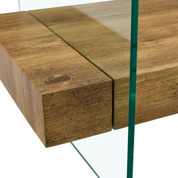a7dce580c27741ce8dd4ca30862e9d17_8378cec5d1f82973d851e5f28e88646e 43.3 Inch Modern Two-Tier Coffee Table - An Elegant Combination of Clear Glass and Light Wood Texture Sticker.It can be used not only as a coffee table but also as a side table or display stand.