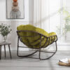 Outdoor Rattan Rocking Chair,Padded Cushion Rocker Recliner Chair Outdoor for Front Porch, Living Room, Patio, Garden, Olive Green