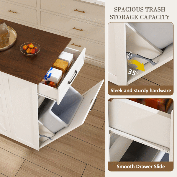 a955ec934c154992afe71da60cc06140_9951d8c2a30ff9a0bcb02fdc44ba29bc 46" Kitchen Island on Wheels with Storage & Power Outlet - Movable Rustic Breakfast Bar Table, Wood Top with Adjustable Shelf & Drawer for Kitchen Dining Living Room, White