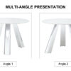 A 42-inch stainless steel leg round table with a marble top is suitable for use by four or six people