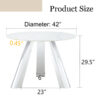 A 42-inch stainless steel leg round table with a marble top is suitable for use by four or six people