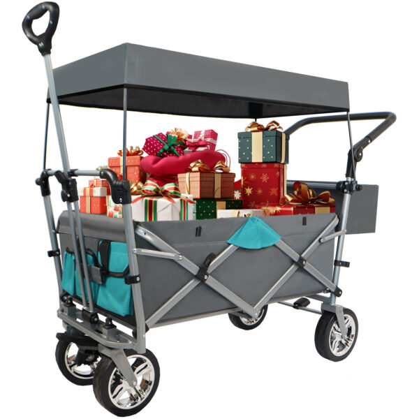aaf37f03a42b4cea95e76bf57ebc9cda_7f9203ae3a3ed68a311d927c20c7a417 Push & Pull Utility Folding Wagon with Removable Canopy