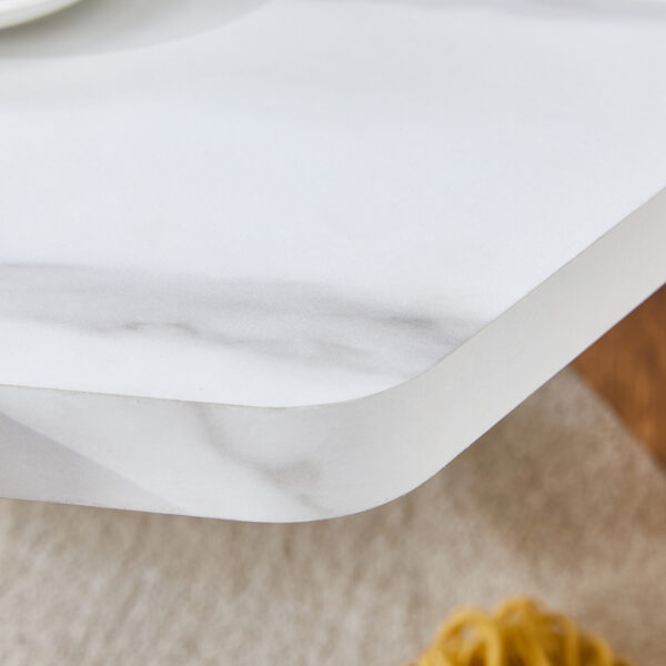 31-inch white marble-textured pentagonal coffee table - wooden triangular base, with a load-bearing capacity of 250 pounds, sturdy and durable, suitable for use in living rooms, cafes,.W1151138529