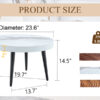 Elegant White Marble Pattern Round Coffee Table - Diameter 23.6 Inches, Exquisite Suction Molding Process,White Marble Pattern Design,Black Sprayed Metal Leg.