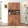 70.87" Tall Wardrobe& Kitchen Cabinet, with 6-Doors, 1-Open Shelves and 1-Drawer for bedroom,Walnut