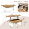 Multifunctional Lift Top Coffee Table -Light Wood Color Grain Sticker, Essential for Modern Homes.Tempered Glass Legs,Lift Top Feature.Perfectly Fitting Into Living Rooms And Office.