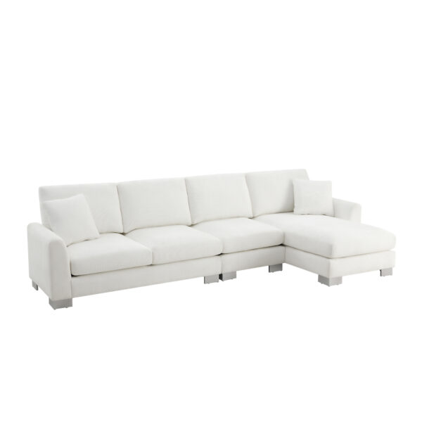 119*55" Modern Oversized Sectional Sofa,L-shaped Luxury Couch Set with 2 Free pillows,5-seat Chenille Indoor Furniture with Chaise for Living Room,Apartment,Office,2 Colors