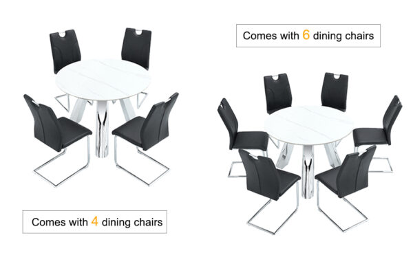 acbb95b069a24ec28126a1827b0cda3b_74e97d7bf06e7b3685d14389470374ea A 42-inch stainless steel leg round table with a marble top is suitable for use by four or six people
