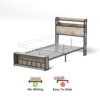 Twin Bed Frames , Headboard and Charging Station & LED Light for Bedroom, Solid and Stable, Noise Free, No Box Spring Needed, Easy Assembly