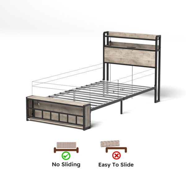 acc1c06f294b4034945cfe7b12f3ff83_26dd3eae4a0a0897272fd054946b2d1a Twin Bed Frames , Headboard and Charging Station & LED Light for Bedroom, Solid and Stable, Noise Free, No Box Spring Needed, Easy Assembly