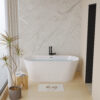 67" Acrylic Freestanding Bathtub, stand alone bathroom tub, Glossy White, Toe-tap Chrome Drain, cUPC Certified