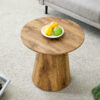 Natural Wood Grain MDF Round Coffee Table - 21.6" Diameter, 19.7" Height.Natural Wood Grain Texture Sticker,Exquisite Wood Grain Surface,Flexible MatchingMRound Tabletop Design.
