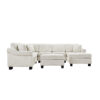 Sectional Sofa 111.8" U-shaped Sofa Chenille Upholstered Sofa Couch with Movable Storage Ottoman for Living Room, White