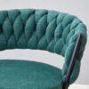Two rotating bar stools with breathable cotton and linen soft cushions, in a retro green seat and black spray-painted iron frame, suitable for both restaurants and bars