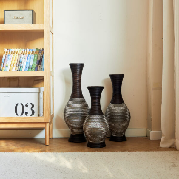 ad89a617c61e4a4698499e8aa0212860_21dfd175cc368a6652c9d3a56e6fcba2 Desktop Vase, Brown Decorative Floor Vase, Classic and Neat Floor Vase, High Independent Flower Stand, Artificial Vine Vase, PVC Floor Vase, Home Decoration Flower Stand Set of 3 pieces