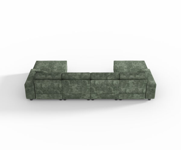 Convertible U-shaped Combination Sofa, Corduroy Fabric, Modern Comfortable Large Size 4 Seat Sofa, Living Room Double Lounge Chair ,Green